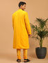 Vastramay Baap Beta Yellow Mirror Kurta Pyjama Set